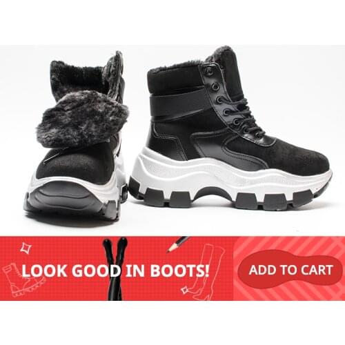 Fujin Women Boots Platform 2021 New Winter Plush Fur Shoes Retro Female Breathable Boots Female Warm Snow Boots Sneaker Booties