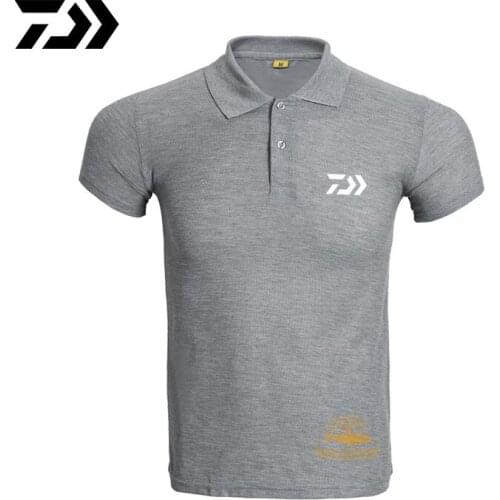 DAIWA Fishing T-shirt Summer Mens Outdoor Sports Mountaineering Fishing T-shirt Lapel Short Sleeve Casual Fishing Clothes