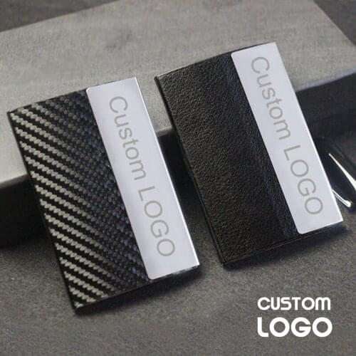 High Quality Business Card Holder Engrave LOGO Name ID Card Case Wallets Credit Bank Card Box Men Gift advertisements Free Ship