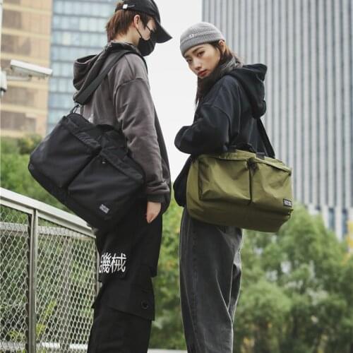 Literary Tote Bag Student Retro Shoulder Bag Youth Unisex Light Messenger Bag Durable Black Green School Bag