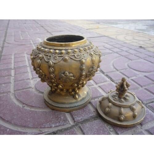 Rare old MIngDynasty copper pot,wonderful carving ,with mark,best collection& adornment,Free shipping