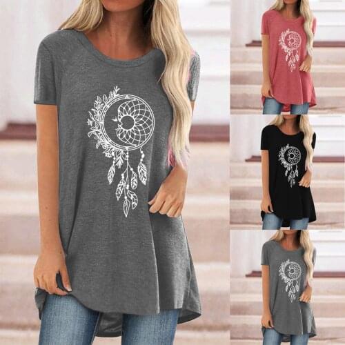 Fashion Vintage Printing Pullover Women Blouse Tops New Summer Woman Casual O-Neck Short Sleeve Casual Blouse Tunics Shirts