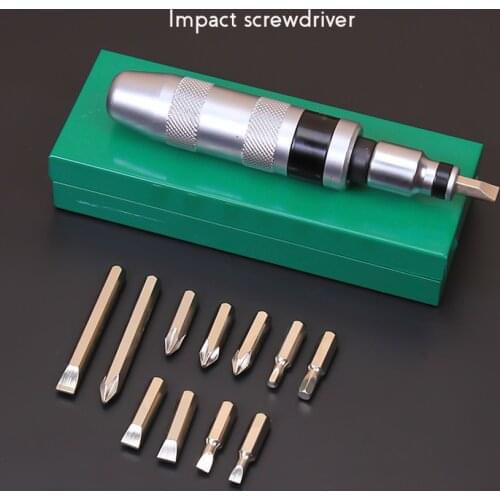Impact Screwdriver Set Professional Portable Impact Screwdriver 1 Handle + 6/7/12 Screwdriver Heads Stubborn Screw Screwdriver