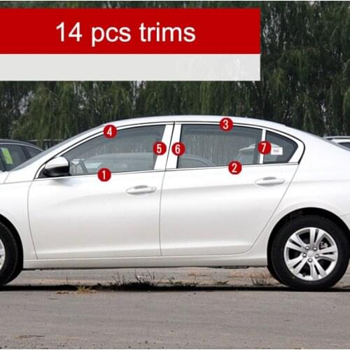 Stainless steel car window trims for peugeot 408 2016 2017 2018 2nd generation