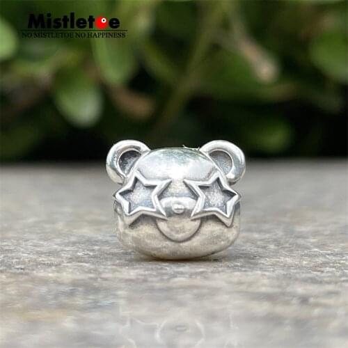 Mistletoe 925 Sterling Silver Cartoon Cute Bear Charm Bead European Jewelry