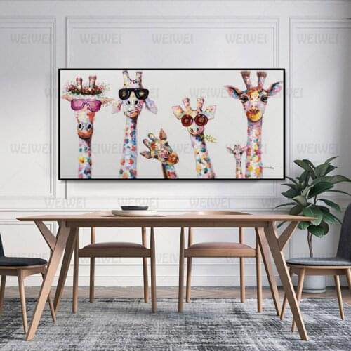 Cute Cartoon Giraffes Poster Wall Art Decor Canvas Painting Print Canvas Art Pictures for Childrens Room Nordic Home Decoration