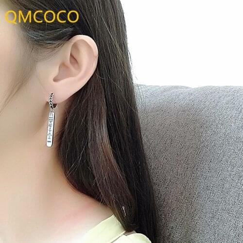 QMCOCO Korean New Style Punk Trendy Chain Drop Earrings For Women Ciassic Vintage 925 Silver Birthday Jewelry Gifts