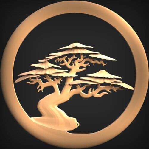 3D Model STL relief for cnc Hollow Round Pine Tree 3d model STL format for CNC Router carving engraving