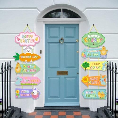 Happy Easter DIY Cartoon Carrot Rabbit Hanging Bunting Door Couplet Party Decorations Kids Happy Easter Party Supplies