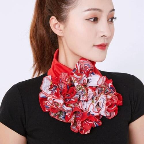 Floral Neck Ring Scarf Chiffon Collar Tie Women Muslim Hijab Hat Indian Turban Lady Office Neckerchief Skinny Hair Scarves
