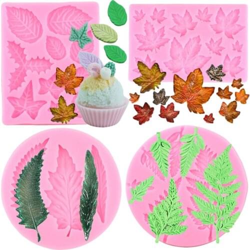 Fern Leaf Silicone Mold Maple Leaves Chocolate Fondant Molds Candy Clay Resin Mould Cookie Baking Moulds Cake Decorating Tools