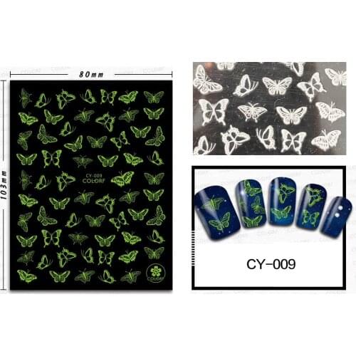 1pcs Luminous 3d nail sticker Butterfly/Dragonfly/Flower/Leaf glow in the dark Shinning Glitter Nail Decoration Decals Manicure
