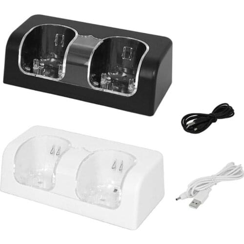 Charging Station Dual Charger Dock for Wii Remote Controller Gaming Handle Controller with LED Indicator USB Charging Cord