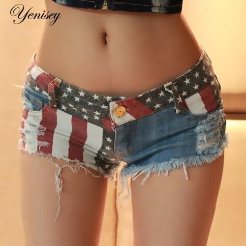 2019 summer Frosted hole denim shorts women short jeans hot print shorts