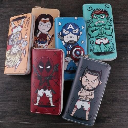 Womens Wallet Marvel Anime The Avengers Super Heroes Cartoons Wallet Boys Fashion Creativity Handbag Purse Mens Wallet Gifts