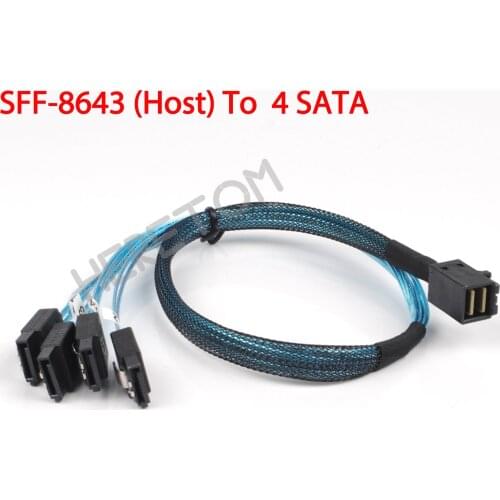 0.5m 1m Internal HD Mini SAS Cable SAS SFF-8643 To 4 SATA Cable SAS to 4 SATA Cable Connect to Hard Drive SATA Cable 100CM/50CM