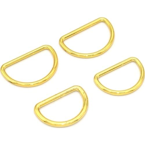 1.2''Gold D ring Non Welded Semicircle Buckles Sliding D Rings D Buckles Belt Buckles Strap Craft Hardware-2pcs