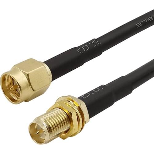 1Pcs RG58 Coaxial Cables SMA Male Plug to RP SMA Female Jack Extension RG 58 Pigtail Cable Connector 10CM 15CM 20CM 30CM 50CM 1M
