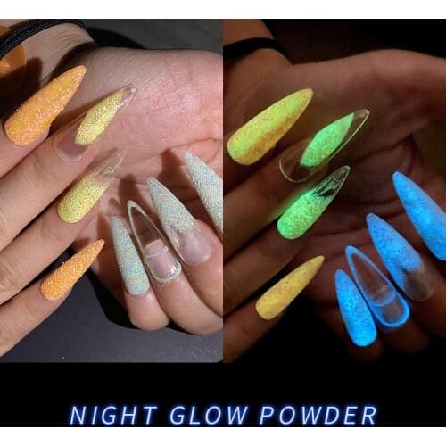 1Pc Glow in The Dark NailGlitter Powder Fluorescent Pigment Dust DIY Acrylic UV Gel Manicure Glitter Luminous Cosmetic Powders