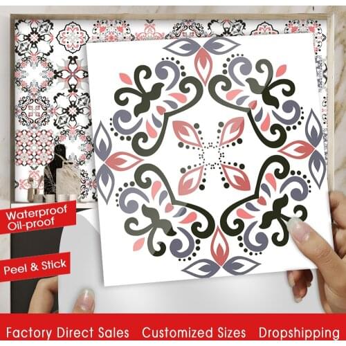 10pcs/set Colorful Crystal Floral Ornament Hard Ceramics Wall Stickers Kitchen Home Decor Wall Decals Waterproof Tiles Art Mural