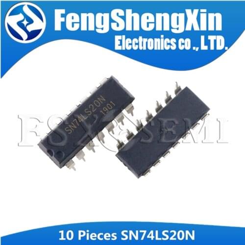 10pcs/lot SN74LS20N DIP-14 HD74LS20P 74LS20 DUAL 4-INPUT POSITIVE-NAND GATES IC