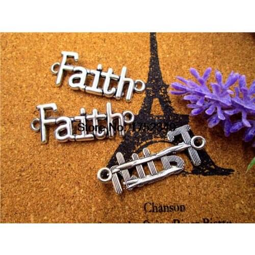 12pcs--Faith Charms,Antique Tibetan Silver faith Pendants/Charms, Faith connector,Jewelry Making,15x41mm