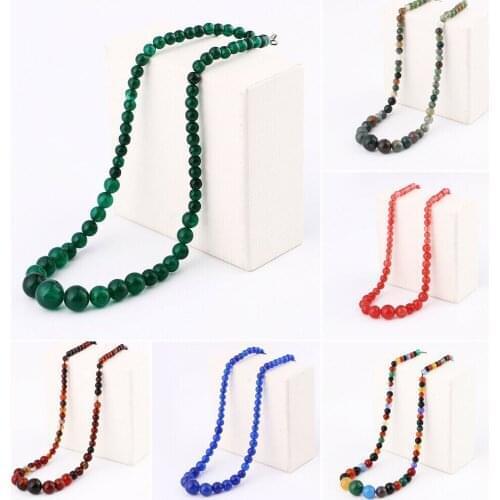 18" Round Natural Crystal Stone Beads Chain Necklace Women Jewelry Chokers Fashion Ladies Wedding Party Gift Accessories 48cm