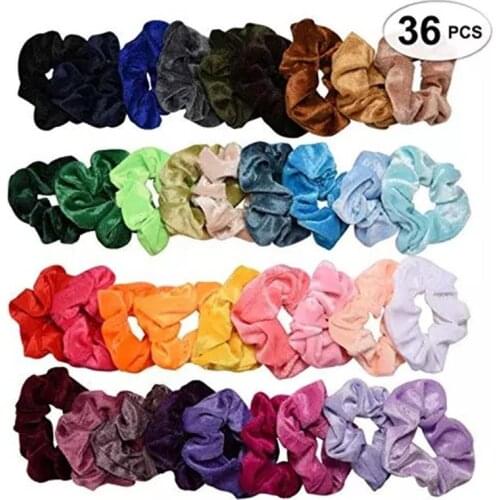 36pcs Velvet Scrunchie Women Girls Elastic Hair Rubber Bands Accessories Gum Women Tie Hair Ring Rope Ponytail Holder Headdress