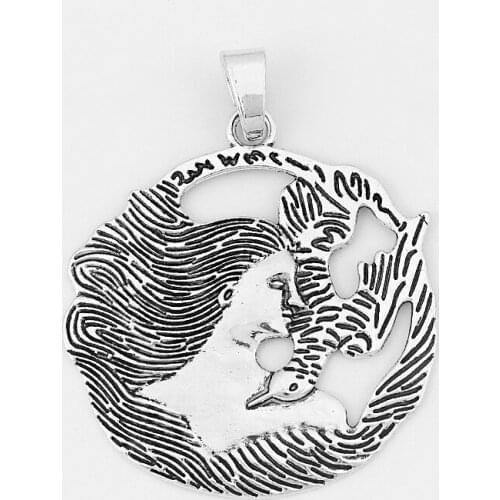 4PCS Vintage Large Goddess Fairy Round Charms Pendants for DIY Necklace Findings Jewelry Making 63x57mm