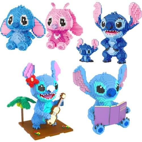 7pcs 2021 Disney Story Stitch Building Block Building Brick Toy Cartoon Character Teaching Childrens Toy Legoing