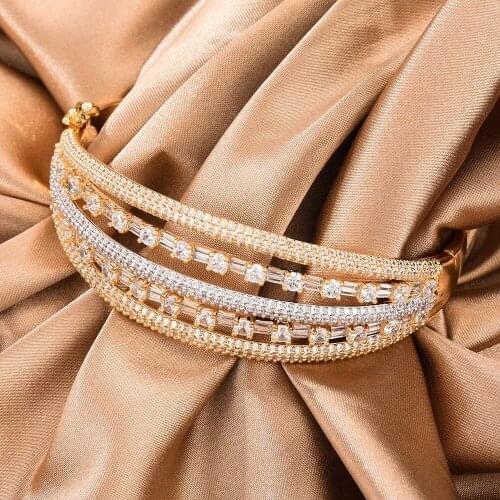 Sparkly Luxury Gorgeous Bangle Earrings Jewelry Set for Noble Brides Wedding Jewellery High Quality Accessories jewellery set