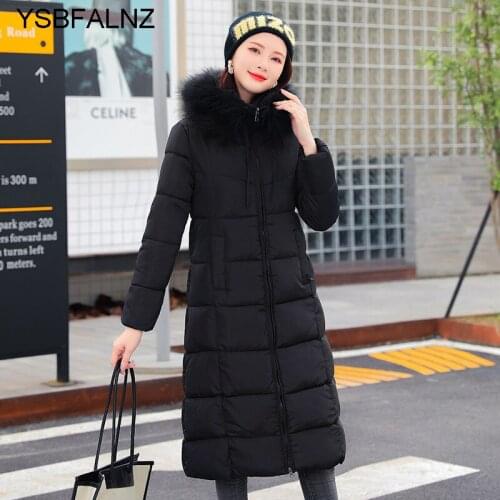 Casacos Femininos Inverno 2021 Thicken Removable Big Fur Collar Hooded Plus Size M-6XL Long Down Padded Jacket Slim Coat Clothes