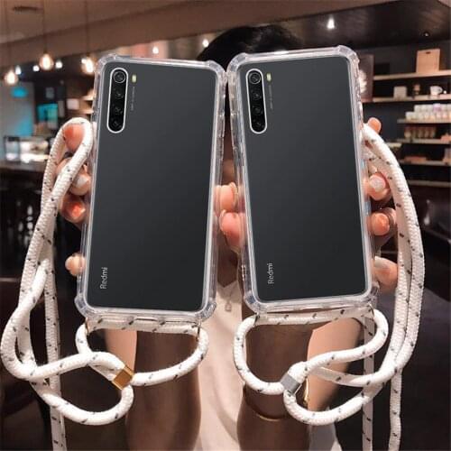 Necklace Clear Bumper Drawstring Phone Case For Xiaomi 9 9T Redmi Note 8T 8 7 6 5 Pro 8A K20 CC9E Soft Luxury Lanyard Back Cover