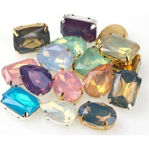 CHEAPLY! 13x18 20pcs Mix Color Drop RC Oval Opal Sew On Rhinestones With Metal Claw Setting Fancy Stones For Decoration
