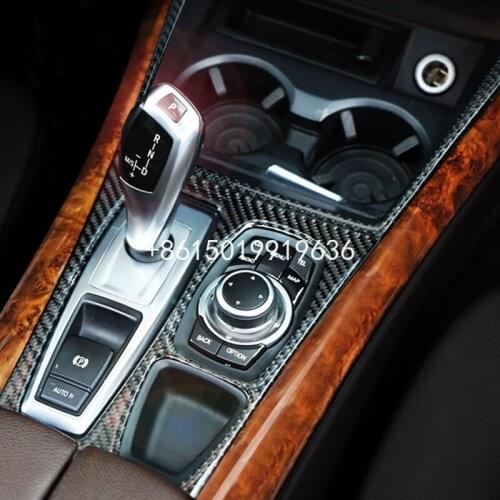For BMW old x5 x6 E70 E71 2008-13 interior modification carbon fiber interior control gear panel storage frame decoration