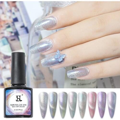 Nail Polish Cat Eye Glitter Stamping Nail Art Gel Silver Gold Mirror Effect Metal UV LED Gel Varnish