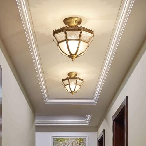 JMZM Modern Copper Gold Aisle Ceiling Lamp American Style Corridor Cloakroom Lamp Entrance Porch Balcony Ceiling Light Fixture