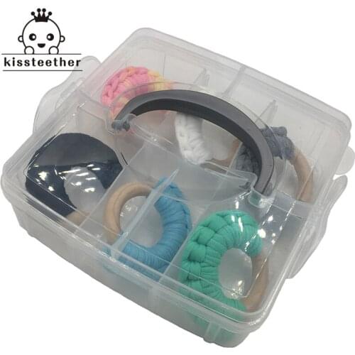 DIY Nursing Combination boxed Crochet Rings Coloured Melange beads Wooden crochet Cloth ring baby necklace teether accessories