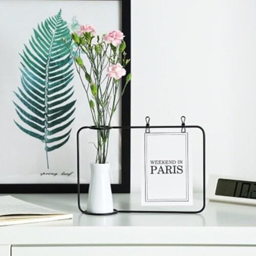 Creative Ceramic Decorative Crafts Nordic Hydroponics Vases Metal Photo Message Folder Racks Living Room Desktop Ornaments Craft