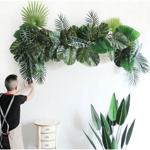 30-70cm Green Artificial Monstera Leaves for Wedding Birthday Party Decoration DIY Plants Wall Flower Arrangement Accessories