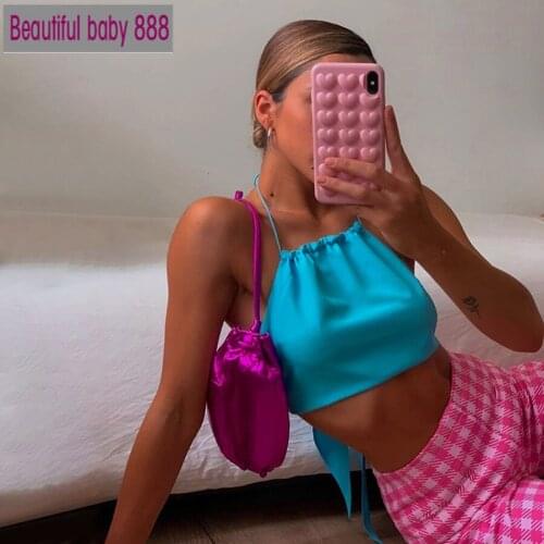 Meqeiss summer Sexy club night casual party Solid color camisole women elegant backless bow crop tops ladies vest tank top mujer