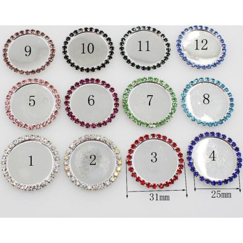 Fashion 10Pc 31MM colorful round rhinestone buttons tray cap setting DIY negative film Supplies scrapbook button craft