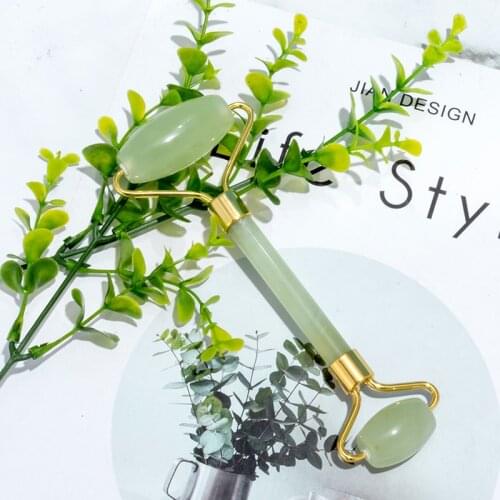 Natural Jade Roller Double Head Stone Rose Quartz Roller Slimming Lift Face Massager Beauty Skin Care Tools Eye Facial Massage