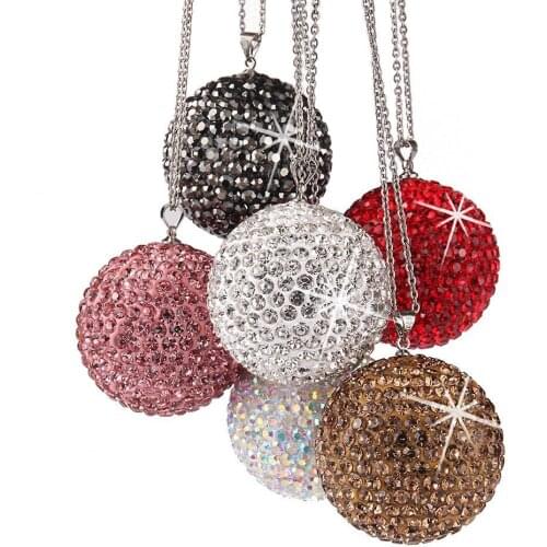 50% HOT SALES！！！Car Rear View Mirror Rhinestones Ball Pendant Hanging Ornament Interior Decor