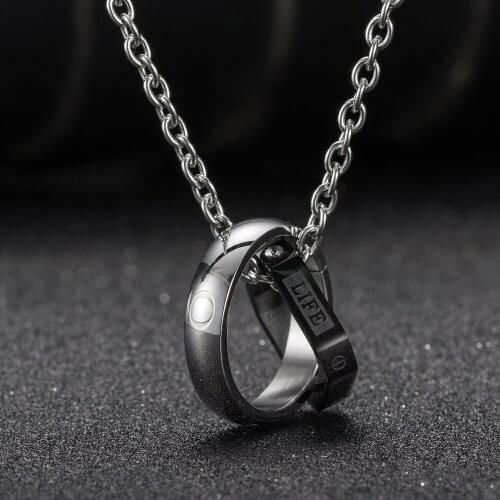 Cool Male Necklace Round Square Shape Pendant For Men Stainless Steel Trendy Geometric Stacking Streetwear Chain Collier Homme