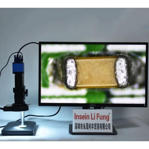 1080P 60FPS 1/2.8-inch CMOS WDR VGA Industrial Video Microscope Camera+10X-180X Zoom C-mount Lens+LED Light+Bracket Phone Repair