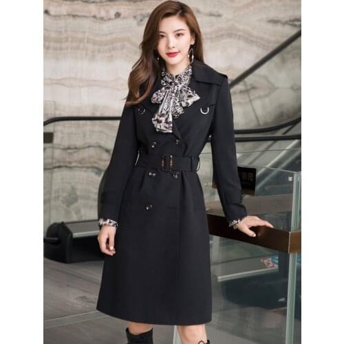 Autumn Winter New Womens Windbreaker Fashion British Style Solid Lapel Belt Women Fashion Trench Coat Female Slim jacket S-4XL