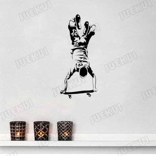 Skateboard Upside Down Removable Wall Stickers for Skate Club Living Room Home Art Decor Vinyl Wall Decals Bedroom Boys TA508