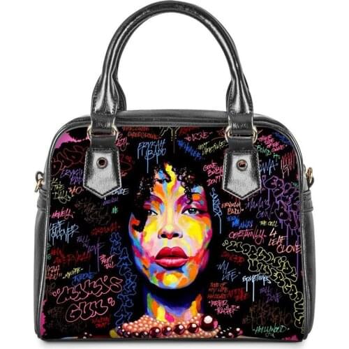 Coloranimal Totes Leather Shoulder Bag Graffiti Black girl Print Womens Leisure Messenger Bag Luxury Brand Cross body Handbag