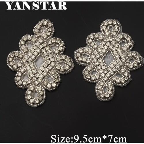 YANSTAR 50PCS Wholesale Rhinestone Applique For Wedding Dress Belt Clear Silver Rhiestone Applique Accessories YS985